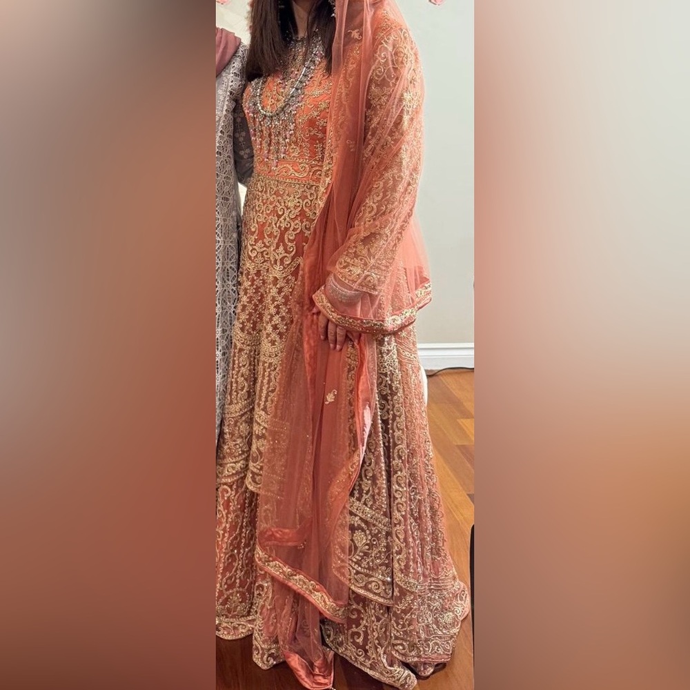 Light orange three piece Indian dress